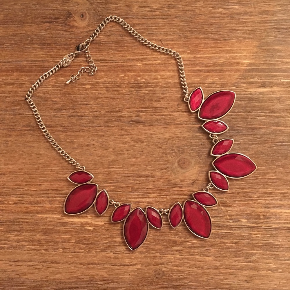 Charming Charlie Wine Burgundy statement necklace